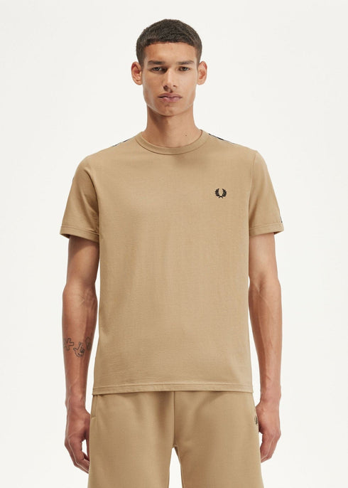 Fred Perry T-shirt T-shirt Uomo Ringer tape Beige nero P24-FRED PERRYM4613-V19-S - Francavilla Moda